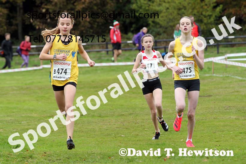 Girls under-13s 2021 National Cross Country Relays, Berry Hill Park, Mansfield. Photo: David T. Hewitson/Sports for All Pics